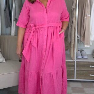 Lane Bryant linen button down maxi dress